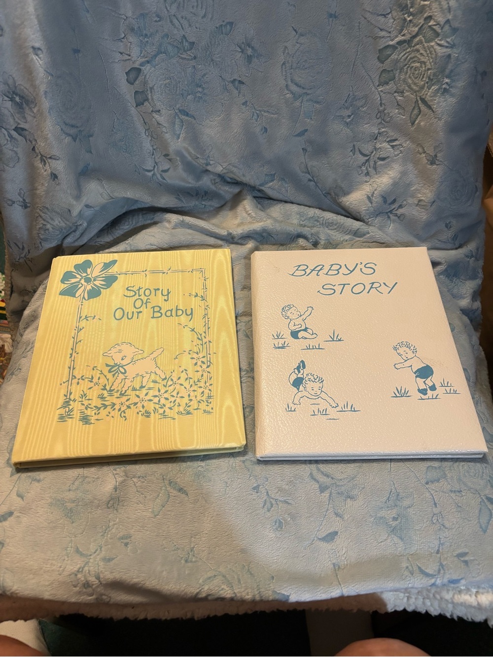 Pair of vintage Baby Keepsake Books- Yellow and Cream